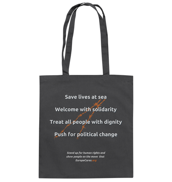 Europe Cares "Save lives at sea" Baumwolltasche grau