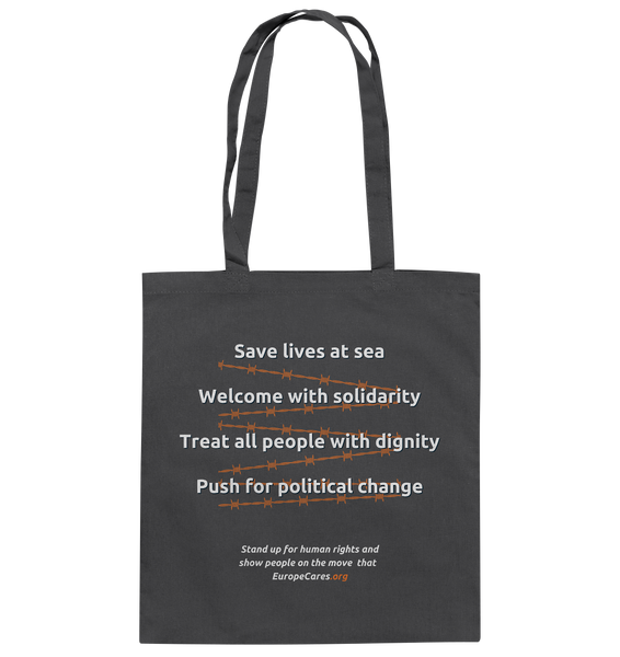 Europe Cares "STAND UP FOR HUMAN RIGHTS" Baumwolltasche grau