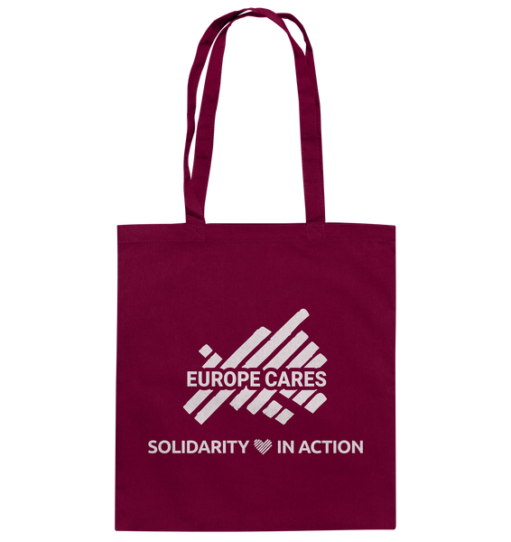 Europe Cares "SOLIDARITY IN ACTION" Baumwolltasche weinrot