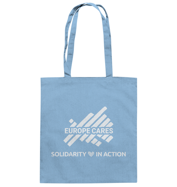 Europe Cares "SOLIDARITY IN ACTION" Baumwolltasche himmelblau