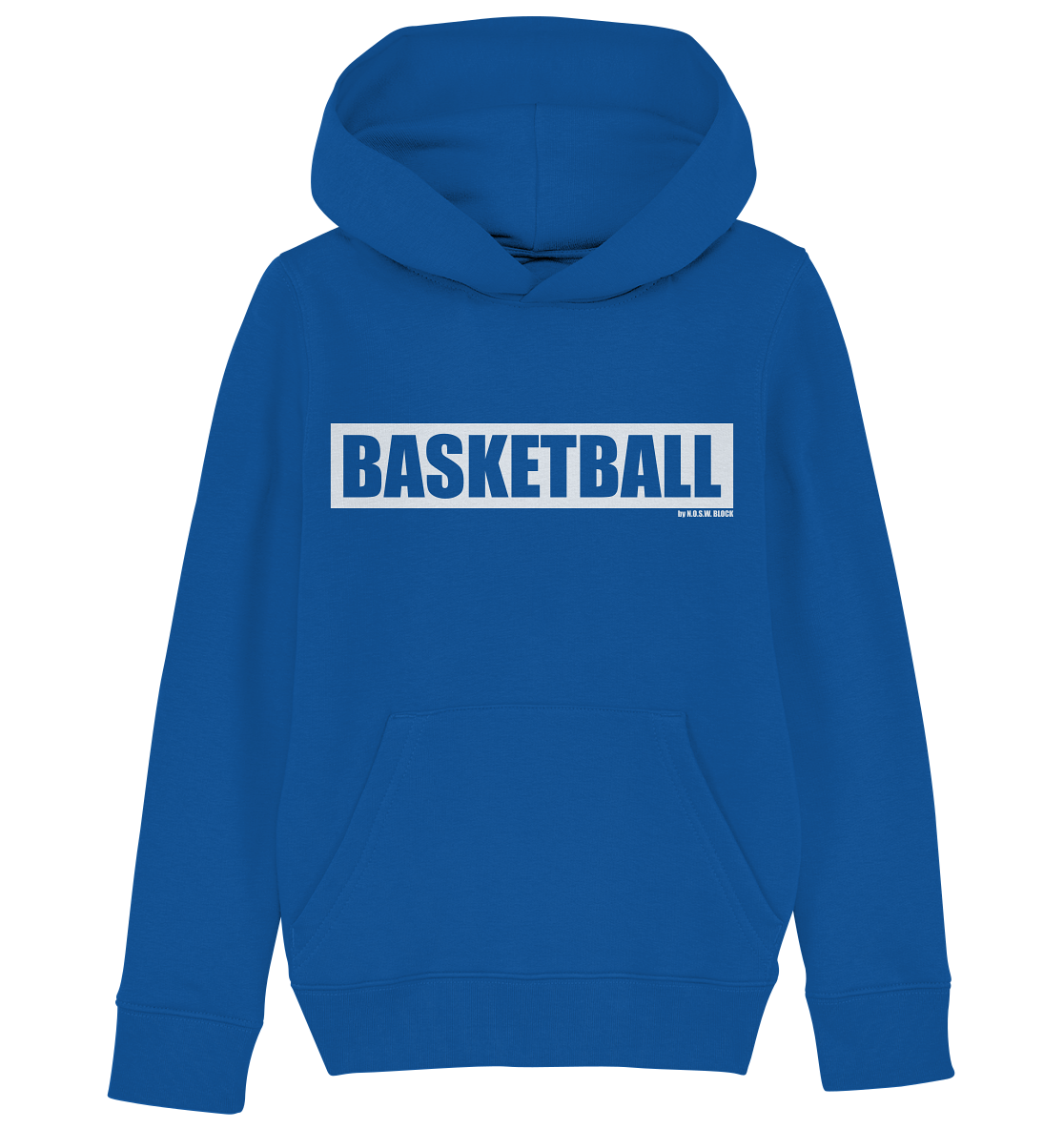 N.O.S.W. BLOCK Teamsport Hoodie "BASKETBALL" Kids UNISEX Organic Kapuzenpullover blau