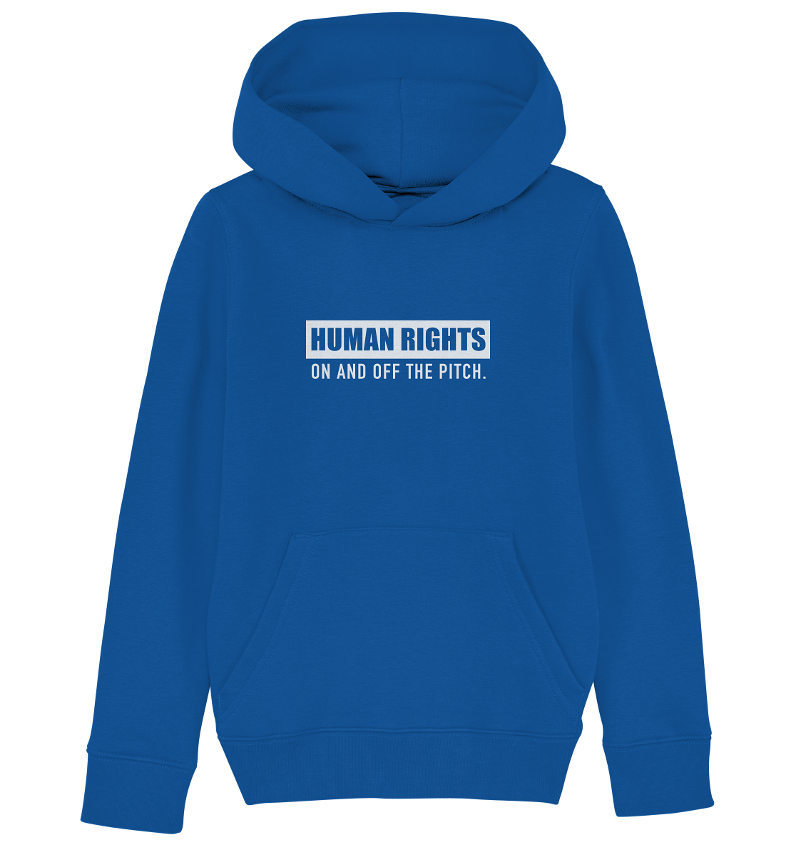 N.O.S.W. BLOCK Fanblock Hoodie "HUMAN RIGHTS ON AND OFF THE PITCH" Kids Organic Kapuzenpullover blau