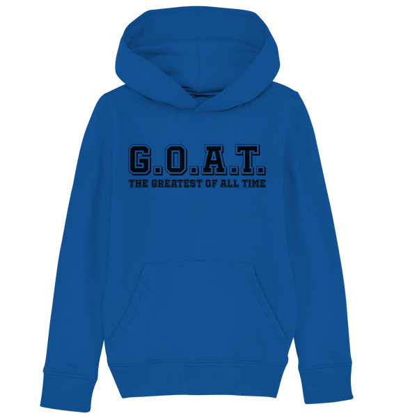 N.O.S.W. BLOCK Teamsport Hoodie "THE GREATEST OF ALL TIME" Kids Organic Kapuzenpullover blau