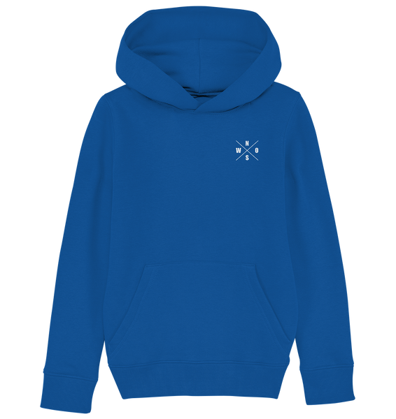 N.O.S.W. BLOCK Fanblock Hoodie "AGAINST MODERN FOOTBALL" beidseitig bedrucktes Kids UNISEX Organic Kapuzenpullover blau