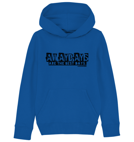 N.O.S.W. BLOCK Fanblock Hoodie "AWAYDAYS ARE THE BEST DAYS." Kids UNISEX Organic Kapuzenpullover blau