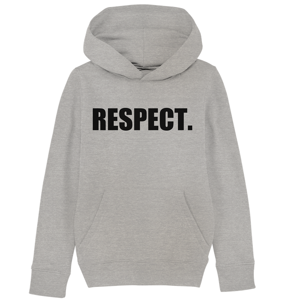 N.O.S.W. BLOCK Fanblock Hoodie "RESPECT." Kids UNISEX Organic Kapuzenpullover heather grey