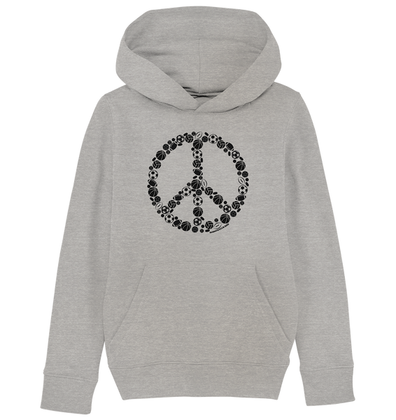 N.O.S.W. BLOCK Hoodie "SPORTS FOR PEACE" Kids Organic Kapuzenpullover heather grau