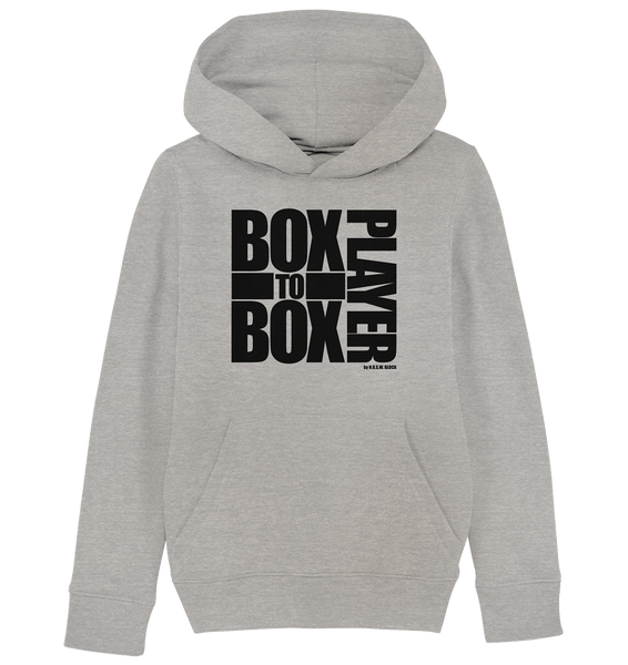 N.O.S.W. BLOCk Fanblock Hoodie "BOX TO BOX PLAYER" Kids UNISEX Organic Kapuzenpullover heather grau