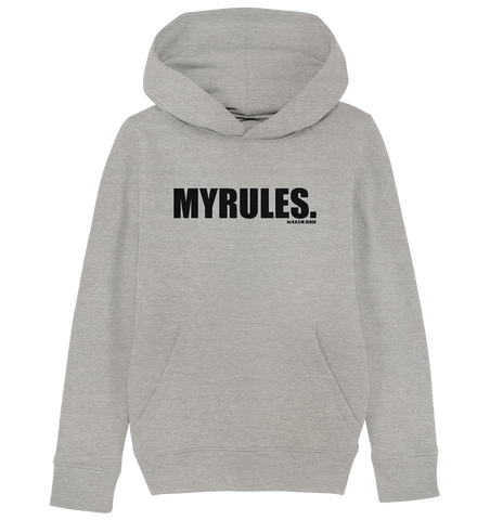 Teamsport Hoodie "MYRULES." Kids UNISEX Organic Kapuzenpullover heather grau