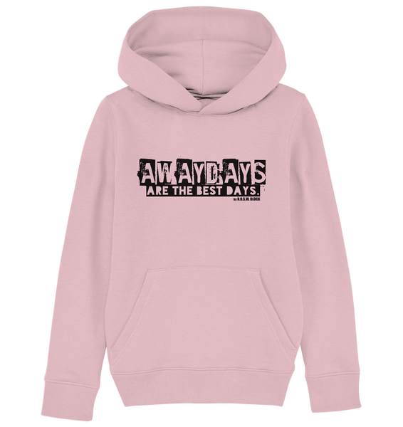 N.O.S.W. BLOCK Fanblock Hoodie "AWAYDAYS ARE THE BEST DAYS." Kids UNISEX Organic Kapuzenpullover cotton pink