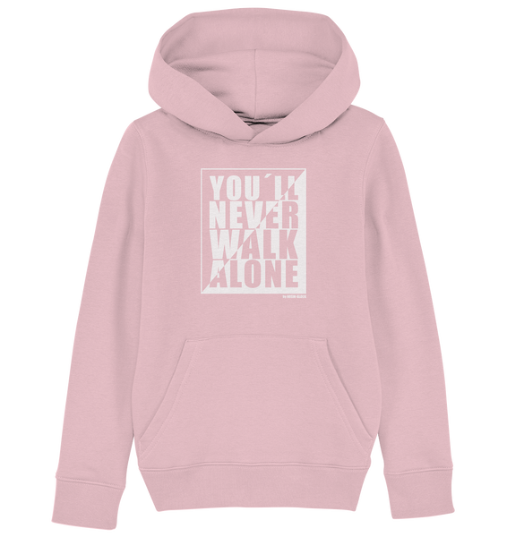 N.O.S.W. BLOCK Fanblock Hoodie "YOU`LL NEVER WALK ALONE" Kids UNISEX Organic Kapuzenpullover cotton pink