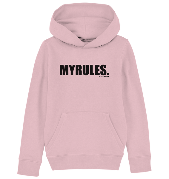 Teamsport Hoodie "MYRULES." Kids UNISEX Organic Kapuzenpullover cotton pink