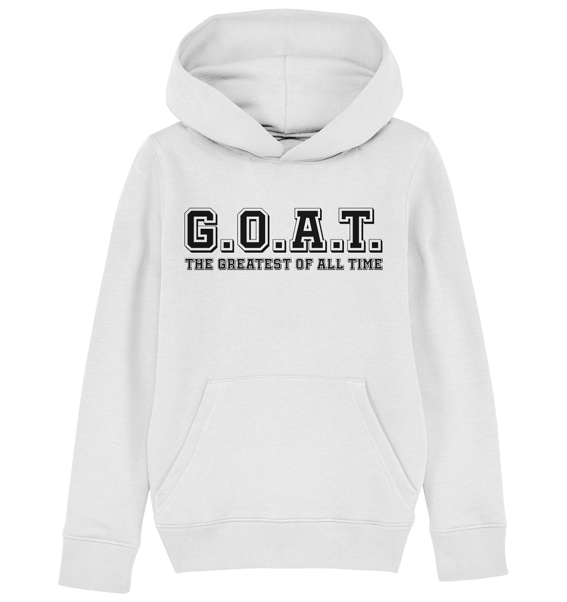 N.O.S.W. BLOCK Teamsport Hoodie "THE GREATEST OF ALL TIME" Kids Organic Kapuzenpullover weiss