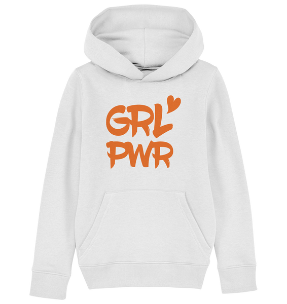 N.O.S.W. BLOCK Kids Hoodie "GRL PWR" Organic Kapuzenpullover weiss