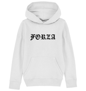 N.O.S.W. BLOCK Fanblock Shirt "FORZA" Kids UNISEX Organic Kapuzenpullover weiss