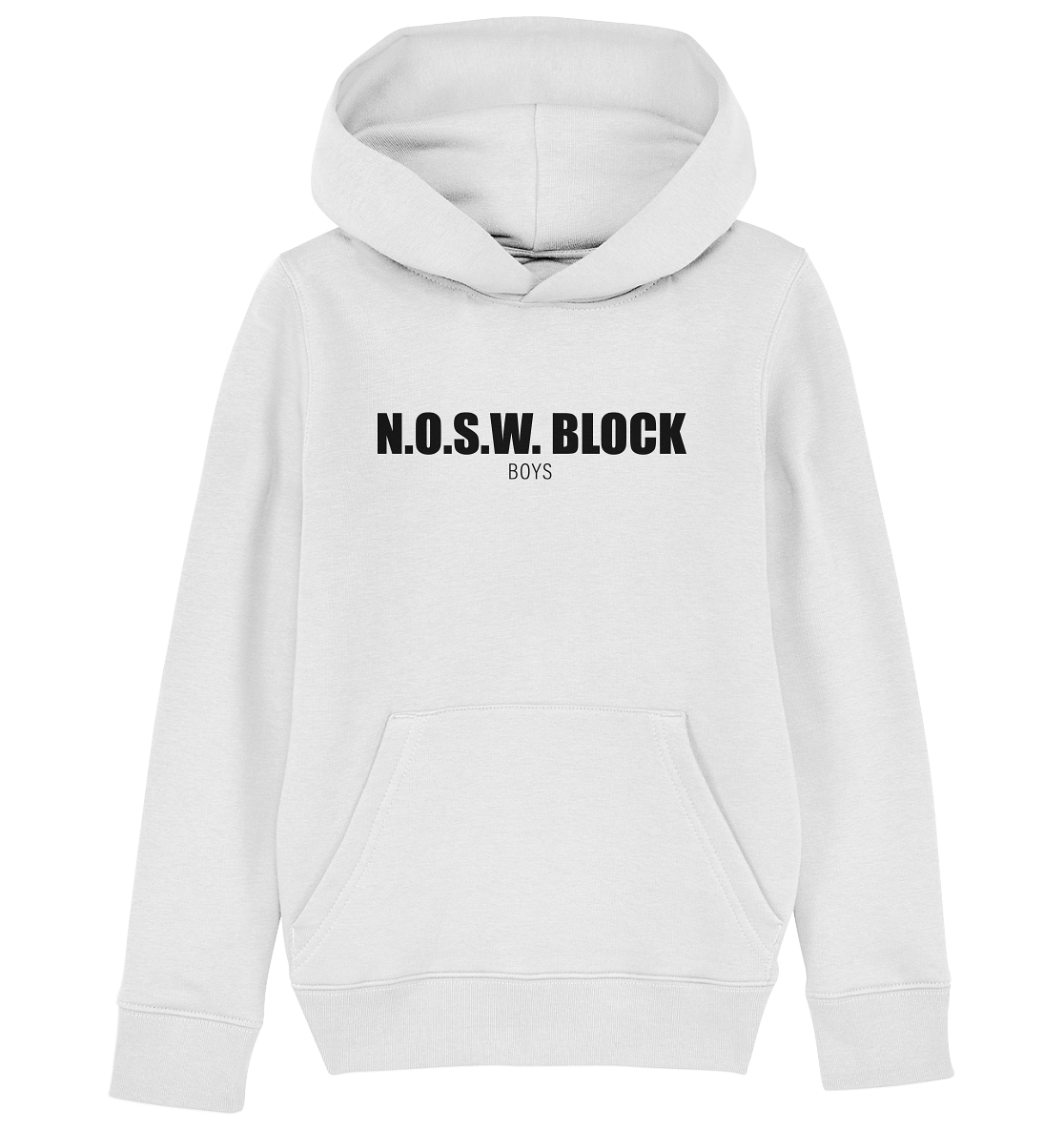 N.O.S.W. BLOCK Hoodie "N.O.S.W. BLOCK BOYS" Kids Organic Kapuzenpullover weiss