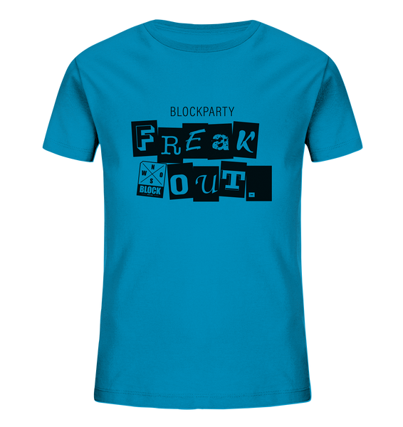 N.O.S.W. BLOCK Fanblock Shirt "FREAK OUT." Kids UNISEX Organic T-Shirt azur