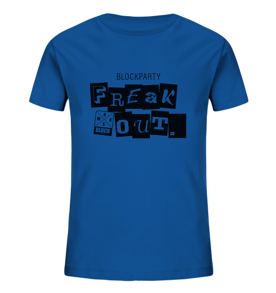 N.O.S.W. BLOCK Fanblock Shirt "FREAK OUT." Kids UNISEX Organic T-Shirt blau