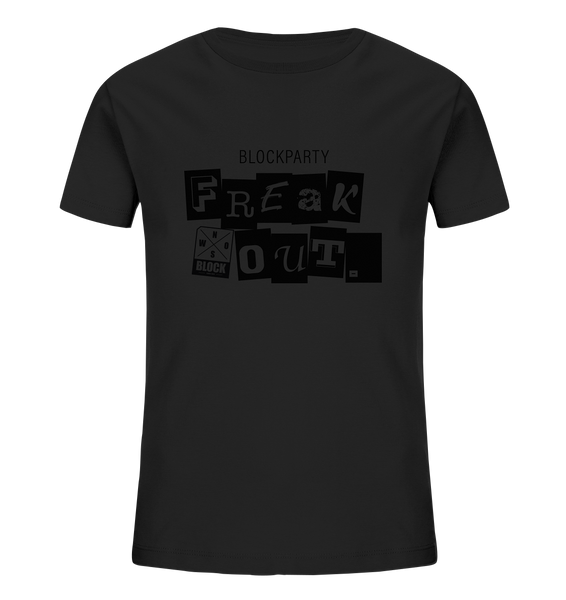 N.O.S.W. BLOCK Fanblock Shirt "FREAK OUT." Kids UNISEX Organic T-Shirt schwarz