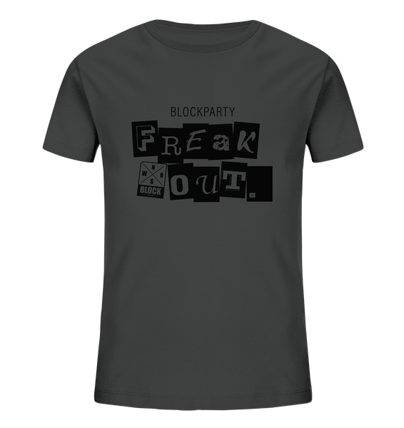 N.O.S.W. BLOCK Fanblock Shirt "FREAK OUT." Kids UNISEX Organic T-Shirt anthrazit