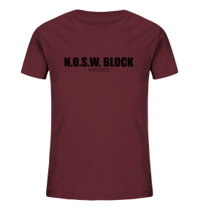 N.O.S.W. BLOCK Shirt "N.O.S.W. BLOCK ATHLETICS" Kids Organic T-Shirt weinrot