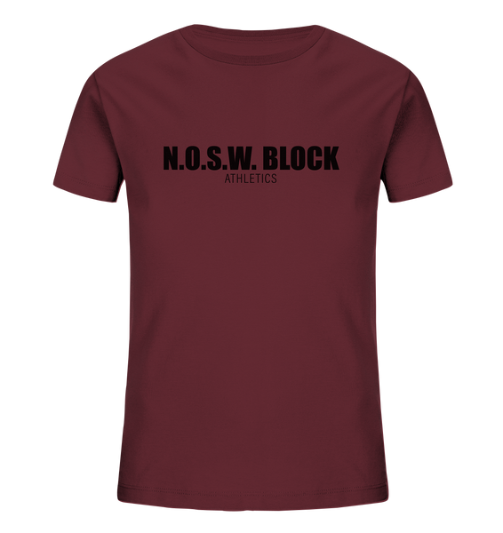 N.O.S.W. BLOCK Shirt "N.O.S.W. BLOCK ATHLETICS" Kids Organic T-Shirt weinrot