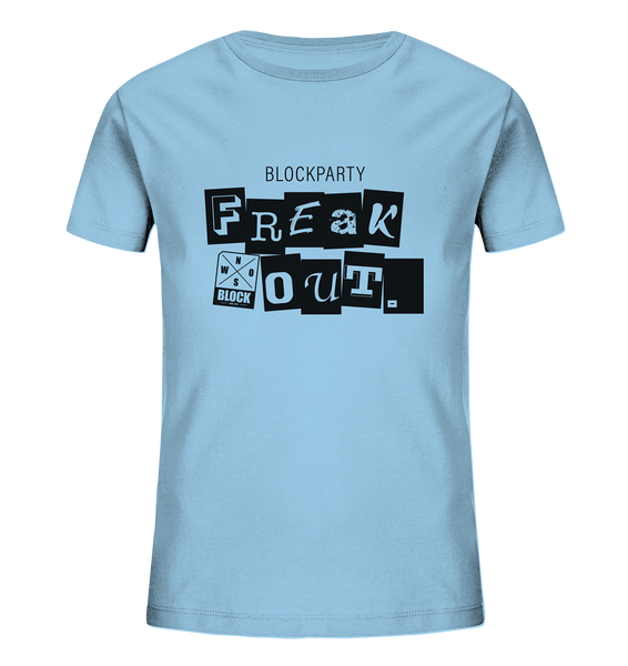 N.O.S.W. BLOCK Fanblock Shirt "FREAK OUT." Kids UNISEX Organic T-Shirt himmelblau