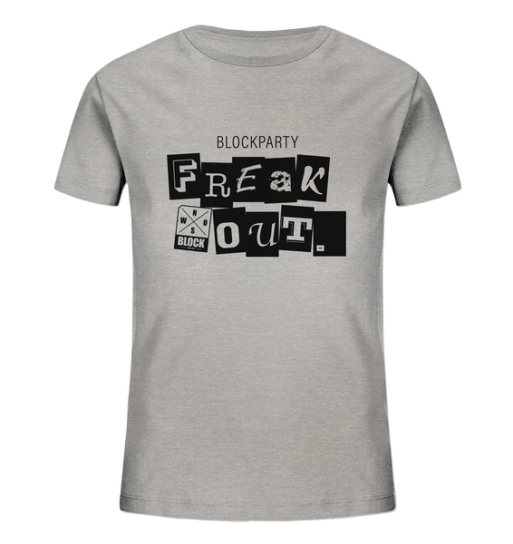 N.O.S.W. BLOCK Fanblock Shirt "FREAK OUT." Kids UNISEX Organic T-Shirt heather grau