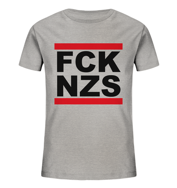 N.O.S.W. BLOCK Gegen Rechts Shirt "FCK NZS" Kids Organic T-Shirt heather grau