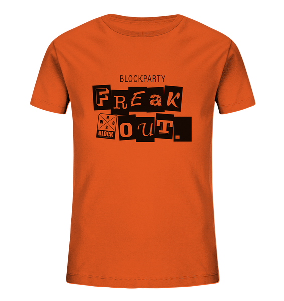 N.O.S.W. BLOCK Fanblock Shirt "FREAK OUT." Kids UNISEX Organic T-Shirt orange