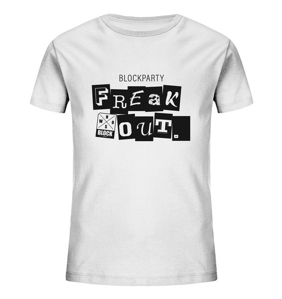 N.O.S.W. BLOCK Fanblock Shirt "FREAK OUT." Kids UNISEX Organic T-Shirt weiss