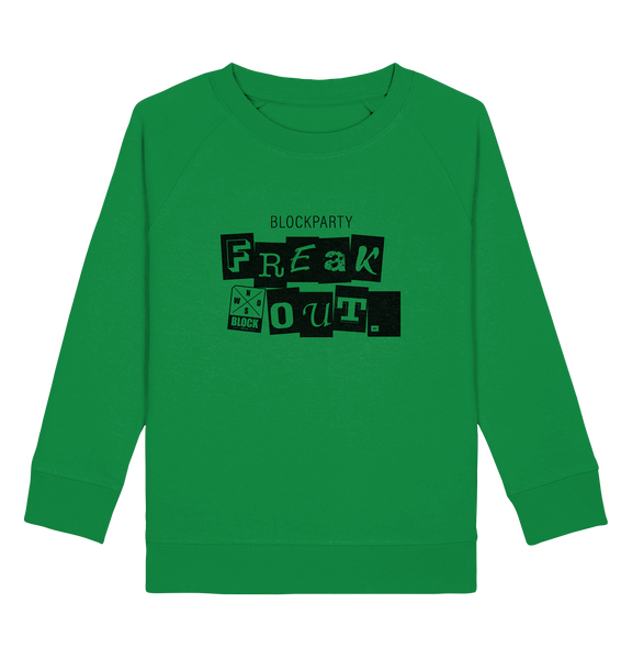 N.O.S.W. BLOCK Fanblock Sweater "FREAK OUT." Kids UNISEX Organic Sweatshirt grün