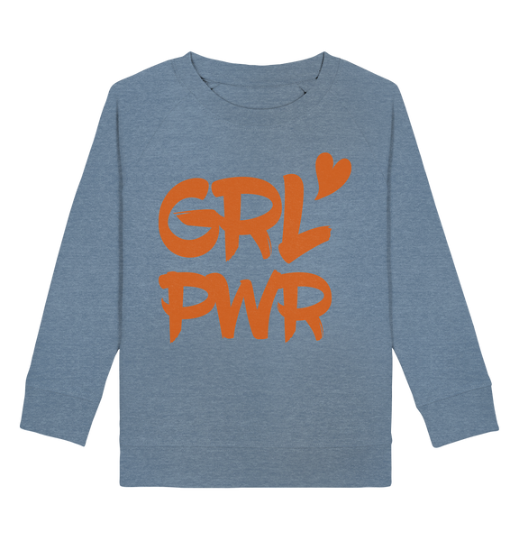 N.O.S.W. BLOCK Kids Sweater "GRL PWR" Kids Girls Organic Sweatshirt mid heather blue