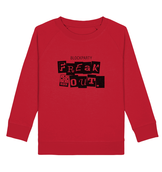 N.O.S.W. BLOCK Fanblock Sweater "FREAK OUT." Kids UNISEX Organic Sweatshirt rot