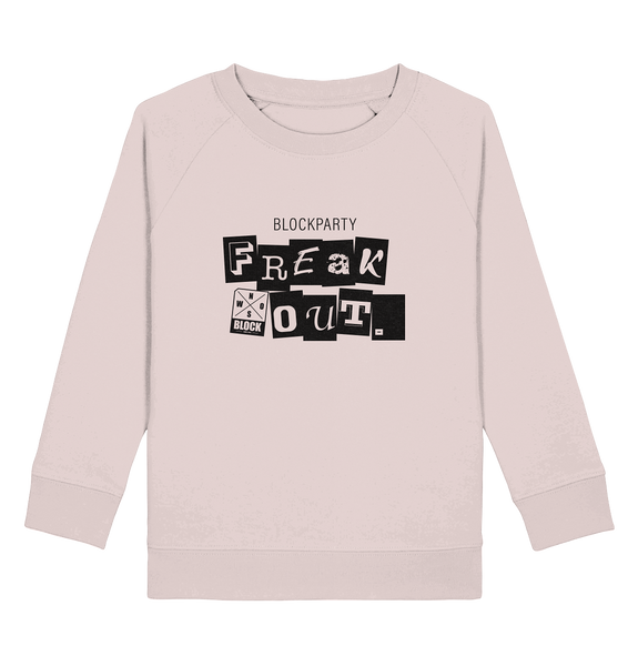 N.O.S.W. BLOCK Fanblock Sweater "FREAK OUT." Kids UNISEX Organic Sweatshirt candy pink