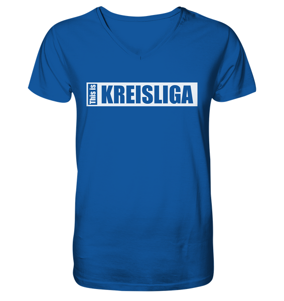 N.O.S.W. BLOCK Teamsport Shirt "THIS IS KREISLIGA" Männer Organic V-Neck T-Shirt blau