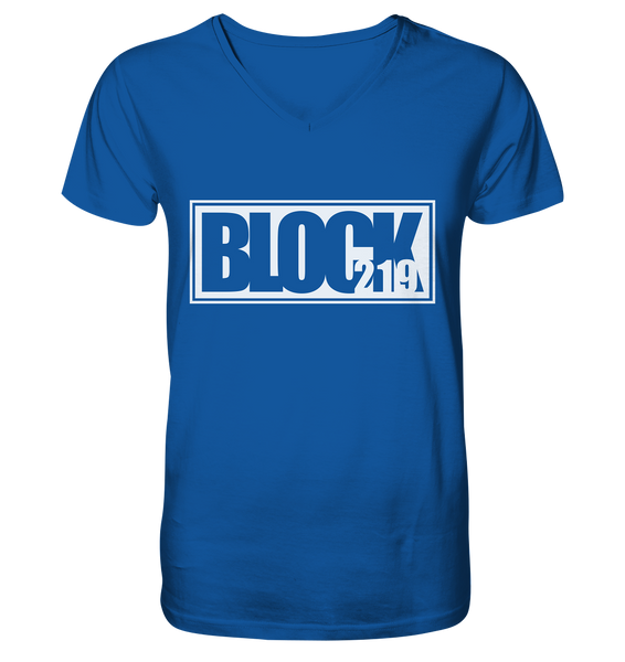 N.O.S.W. BLOCK Shirt "BLOCK219" Männer Organic V-Neck T-Shirt blau