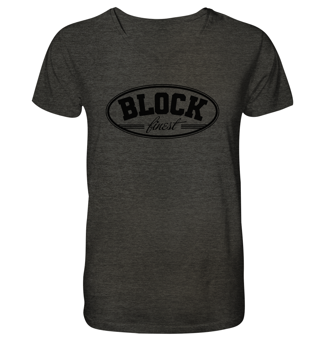 N.O.S.W. BLOCK Fanblock Shirt "BLOCK finest" Männer Organic V-Neck T-Shirt dark heather grau