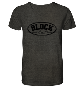 N.O.S.W. BLOCK Fanblock Shirt "BLOCK finest" Männer Organic V-Neck T-Shirt dark heather grau