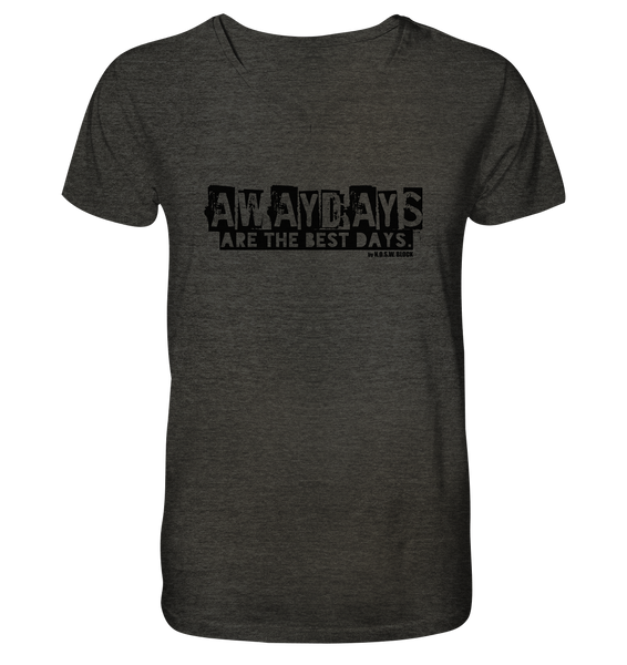 N.O.S.W. BLOCK Fanblock Shirt "AWAYDAYS ARE THE BEST DAYS." Männer Organic V-Neck T-Shirt dark heather grau