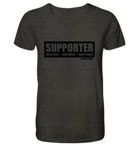 SUPPORTER Shirt "MEINE STADT | MEIN VEREIN | MEINE FARBEN" Männer Organic V-Neck T-Shirt dark heather grau