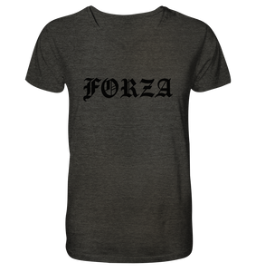 N.O.S.W. BLOCK Fanblock Shirt "FORZA" Männer Organic V-Neck T-Shirt dark heather grau