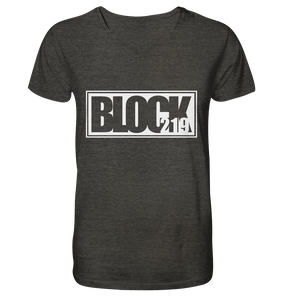 N.O.S.W. BLOCK Shirt "BLOCK219" Männer Organic V-Neck T-Shirt dark heather grau