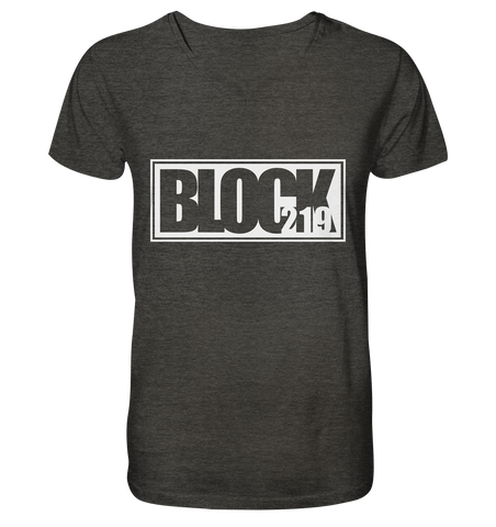 N.O.S.W. BLOCK Shirt "BLOCK219" Männer Organic V-Neck T-Shirt dark heather grau