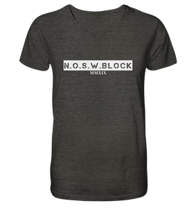 N.O.S.W. BLOCK Shirt "MMXIX" Männer Organic V-Neck Shirt dunkelgrau