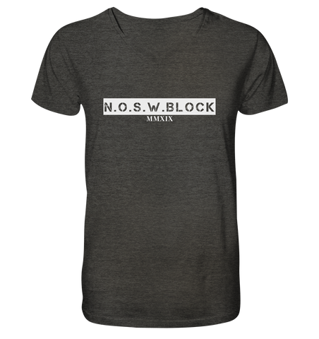 N.O.S.W. BLOCK Shirt "MMXIX" Männer Organic V-Neck Shirt dunkelgrau