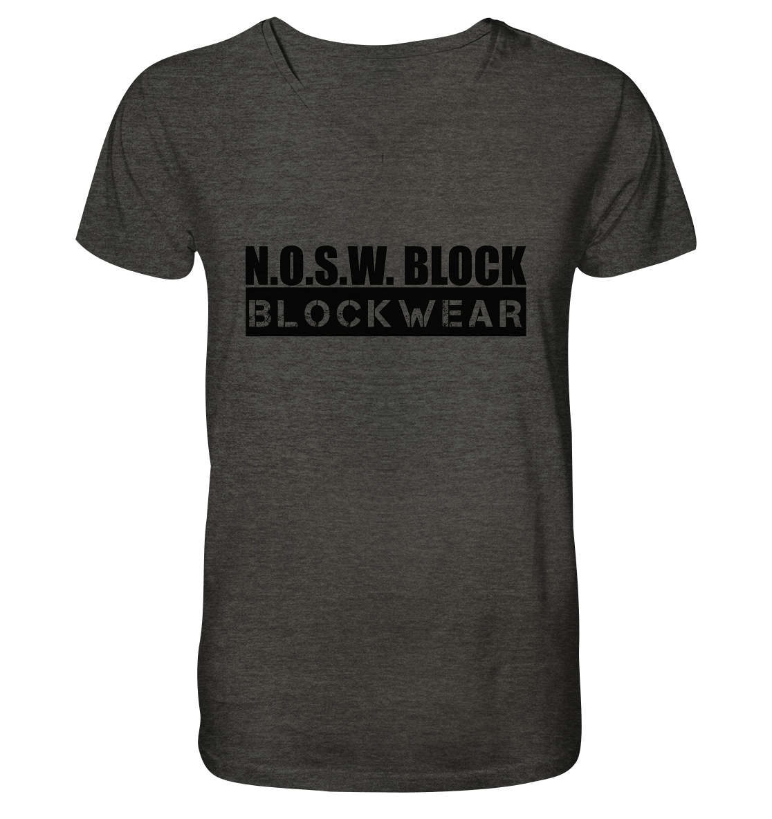 N.O.S.W. BLOCK Shirt "BLOCKWEAR" Männer Organic V-Neck T-Shirt dark heather grau