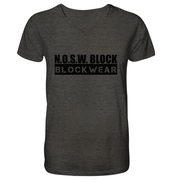 N.O.S.W. BLOCK Shirt "BLOCKWEAR" Männer Organic V-Neck T-Shirt dark heather grau