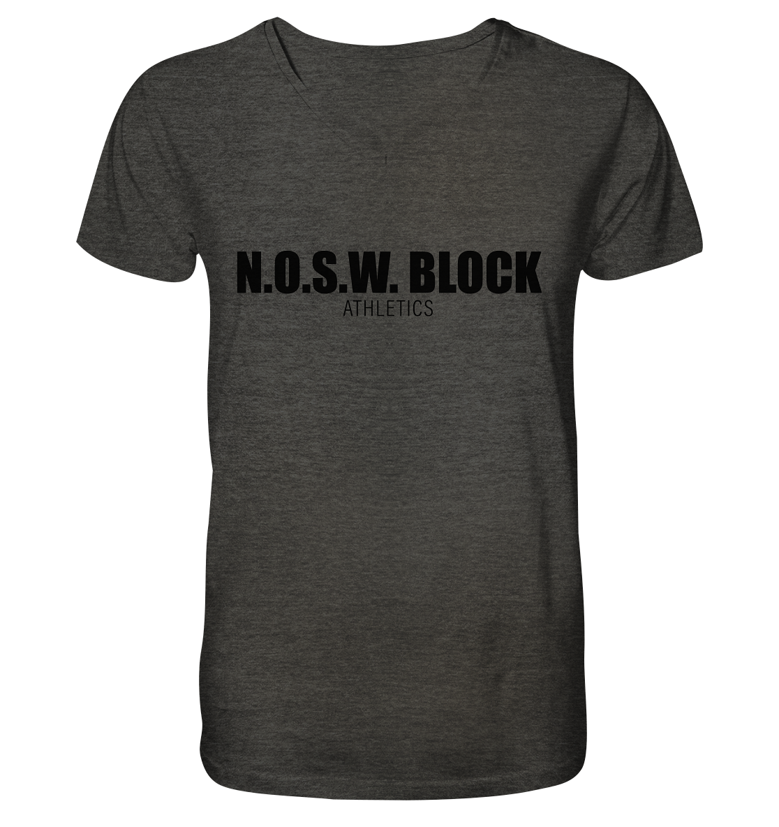 N.O.S.W. BLOCK Shirt "N.O.S.W. BLOCK ATHLETICS" Männer Organic V-Neck T-Shirt dark heather grey