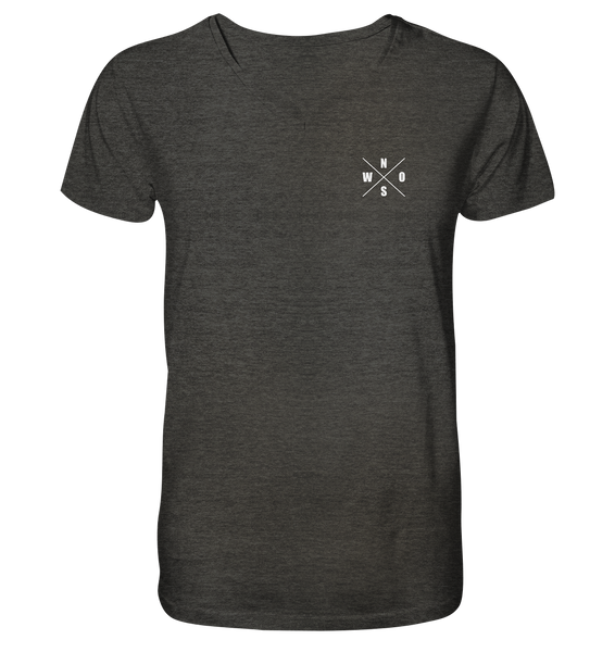 N.O.S.W. BLOCK Fanblock Shirt "AGAINST MODERN FOOTBALL" beidseitig bedrucktes Organic V-Neck T-Shirt dunkelgrau